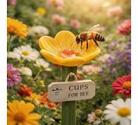 Flower-Shaped Ceramic Bee Watering Station, Bath for Bees, Colorful Butterfly Hydration Spots with Flower Design, Bee Cups for Garden Yard, Lawn, Patio, Balcony (Yellow)