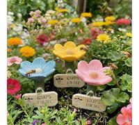 Flower-Shaped Ceramic Bee Watering Station, Bath for Bees, Colorful Butterfly Hydration Spots with Flower Design, Bee Cups for Garden Yard, Lawn, Patio, Balcony (3pcs)