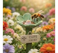 Flower-Shaped Ceramic Bee Watering Station, Bath for Bees, Colorful Butterfly Hydration Spots with Flower Design, Bee Cups for Garden Yard, Lawn, Patio, Balcony (Green)