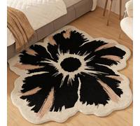 Flower Shaped Rug,Irregular Shape Round Imitation Cashmere Non-Slip Carpet for Bedroom Living Room Soft Machine Washable Mat Water Absorption(C,140cm)