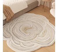 Flower Shaped Rug,Irregular Shape Round Imitation Cashmere Non-Slip Carpet for Bedroom Living Room Soft Machine Washable Mat Water Absorption(A,120cm)