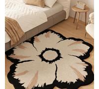 Flower Shaped Rug,Irregular Shape Round Imitation Cashmere Non-Slip Carpet for Bedroom Living Room Soft Machine Washable Mat Water Absorption(D,80cm)