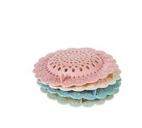 Flower Shaped Silicone Sink Strainer Filter, Adhesive for Sink, Shower and Washbasin, PVC, Blue+Green/Grey+Beige+Pink, ,12.3 x 12.3 x 0.2 cm, 4 Piece