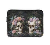 Flower Skeleton - Custodia imbottita per laptop, colore: Nero | Simpatica custodia per laptop con fodera antigraffio e guida alle misure del dispositivo, misura grande