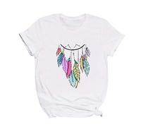 Flower Streetwear Dreamcatcher Camicetta da donna, maglietta estiva con scollo rotondo, abito da donna, bianco, XXL