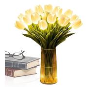 Flower Table Lamp - LED Tulips Night Light Decor, Romantic Floral Bedside Lamp with 15 LED Tulips Lights, Decorative Night Light for Bedroom Home Office Table Desk Gift, for Women Use