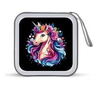 Flower Un-icorn - Custodia porta CD portatile, capacità 40 DVD, organizer per auto, viaggi