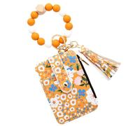 Flower Wallet Purse, Portachiavi Wristlet Wallet, Folded Edge Faux Leather Design, Small Credit Card & ID Holder, Silicone Braccialetto Style, 3.35x4.72 inch, giallo, Se référer au descriptif,