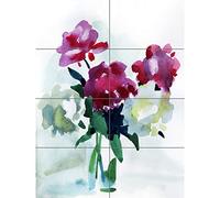 Flower Watercolour Peonies XL Giant Panel Poster (8 Sections) Fiore Acquerello Manifesto