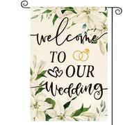 Flower Wedding Ceremony Marriage Welcome Romantic Bandiere Resistente Alle Intemperie Bandiera Colore Vivido Bandiera Da Giardino Per Festival Giardino Casa 30X45Cm