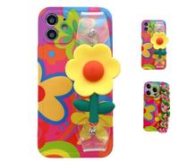 Flower with Lanyard Neck Strap Silicone Phone Case for iPhone, Cell Phone Lanyard Crossbody, Soft Back Cove case (for iPhone 15 Promax,Lanyard+case A)