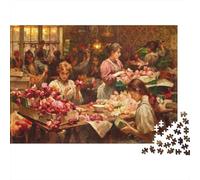 Flower Workshop Puzzle 1000 Pezzi Materiale Riciclabile Material Oil Painting Puzzles for Anziani Alleviare la Demenza Senile Divertente Activity Ottimo Idea Regalo 38x26cm/1000pcs
