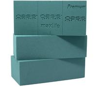Flowerbox 3 x schiuma originale Oasis® Premium - 3 - 4 giorni di freschezza dei fiori extra grazie all'impregnazione MaxLife - 23 x 11 x 3,6 cm - Schiuma bagnata per fiori, matrimonio, compleanno,