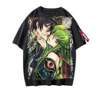 flowereyes Anime Code Geass Lelouch of The Rebellion Maglietta della personalità C.C. Manica Corta Colletto Rotondo Camicetta Suzaku Maglietta Lelouch Zip Manica Top