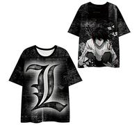 flowereyes Anime Giapponese Death Note Personaggio 3D Stampa Digitale a Colori T-Shirt a Maniche Corte per Il Tempo Libero Sportiva alla Moda