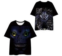 flowereyes Anime Giapponese Death Note Personaggio 3D Stampa Digitale a Colori T-Shirt a Maniche Corte per Il Tempo Libero Sportiva alla Moda