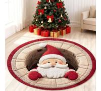flowereyes Tappeti di Natale 3D Rotondi Tappo Illusione Ottica Polo Nord | Tappeti 3D Illusione Zerbino di Natale Tappeto Rotondo Decorazione Natalizia per Uso Quotidiano Interno Esterno