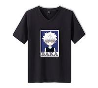 flowereyes Uomo Donna Anime Hunter x Hunter Maglietta Killua Camicetta con Scollo a V Manica Corta Killua Zoldyck Cosplay T-Shirt