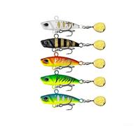 Floweringbeter 5 esche in ferro con azione vibrante e fisheye 3D per pesca in acqua salata e spigola, con cucchiaio rotante glitterato ad alta velocità (10 g)