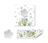Floweringbeter Adesivo da parete a specchio con combinazione di farfalle e fiori verdi disegnati a mano adatto per la decorazione della casa e dell'aula realizzata con materiale in PVC
