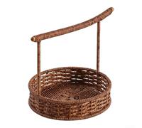 Floweringbeter Cestino intrecciato a più sezioni con manico per servire frutta e snack, combinando un uso pratico con elegante decorazione per la casa (rotondo)