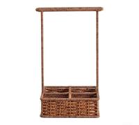 Floweringbeter Cestino intrecciato a più sezioni con manico per servire frutta e snack, combinando un uso pratico con elegante decorazione per la casa (quadrato)