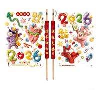 Floweringbeter Coperture per maniglie della porta per occasioni di Capodanno, con adesivi complementari per finestre, decorazione per interni, morbido peluche anteriore e pratico design a strato