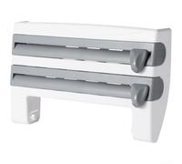 Floweringbeter Organizzatore di plastica del supporto della parete per il foglio di alluminio della pellicola trasparente e la carta cerata con le frese rotonde e triangolari (grigio-blu)