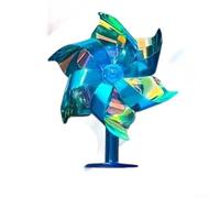 Floweringbeter Ornamento a energia eolica per moto e auto, con luci LED colorate integrate e piccolo design a mulino a vento, che migliora l'aspetto visivo sulla strada (blu)