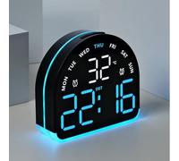 Floweringbeter Orologio a LED funzionale con emissione di luce ambientale e lettura accurata della temperatura ambiente per casa e ufficio (blu)