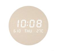 Floweringbeter Orologio da parete digitale silenzioso con base in legno in PVC visualizza l'ora accurata data giorno e lettura della temperatura ambiente