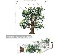 Floweringbeter Set di 3 adesivi da parete con disegni realistici di alberi e uccelli, retro rimovibile per applicazione senza danni, decorazione moderna per soggiorno e camera da letto
