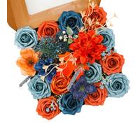 Floweroyal Fiori artificiali combinati di fiori arancioni misti di fiori di dalia con steli per bouquet da sposa, centrotavola, baby shower, composizioni floreali, decorazioni per la casa