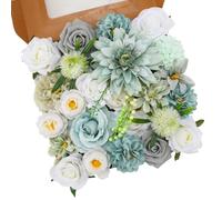 Floweroyal Fiori artificiali combinati di fiori blu in seta con steli per bouquet da sposa, centrotavola, baby shower, composizioni floreali, decorazioni per la casa