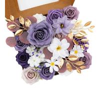 Floweroyal Fiori artificiali combinati di fiori blu misti di seta rose finte con steli per bouquet da sposa, centrotavola, baby shower, composizione floreale, decorazioni per la casa