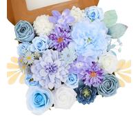 Floweroyal Fiori artificiali combinati di fiori viola in seta con steli per bouquet da sposa, centrotavola, baby shower, composizioni floreali, decorazioni per la casa