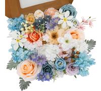 Floweroyal Fiori Artificiali Fiori di Seta Blu Rose Dalia con Steli per Bouquet da Sposa, Baby Shower, Disposizione floreale, Centrotavola, Decorazioni per la casa.