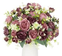 Floweroyal Set di 4 mazzi di peonie artificiali in seta, per feste di matrimonio, centrotavola, composizioni floreali, decorazioni per la casa, la cucina, colore: marrone