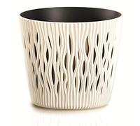 Flowerpot di plastica rotondo Sandy rotondo in crema 12 (lungo) x 12 (largo) x 11.1 (alto) cm