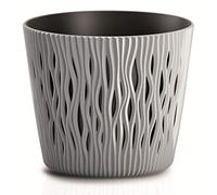 Flowerpot rotondo di plastica rotondo sabbioso in colore grigio 15,8 (lungo) x 15.8 (largo) x 13.8 (alto) cm