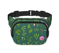 Flowers and Plants - Marsupio quadrato a doppio strato, unisex, per corsa, viaggi, escursionismo, fitness, colore nero, taglia unica, Nero, One Size