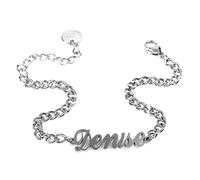 Flowers Bracciale in Acciaio con Nome in Corsivo Disponibile in Due colorazioni Dorato e Argentato (Denise Argentato)