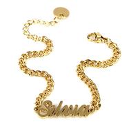 Flowers Bracciale in Acciaio con Nome in Corsivo Disponibile in Due colorazioni Dorato e Argentato (Silvia Dorato)