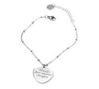 Flowers Bracciale interamente in acciaio con catena e ciondolo con dediche frasi canzoni. Amiche, amore, Mamma (Grazie per esserci maglia fine)