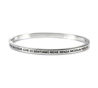 Flowers Bracciale Rigido in Acciaio Frasi Canzoni emozionanti Diametro 6cm x 5,2 cm. Chiusura Magnetica a Scomparsa. Idea Regalo (E Poi Succede Che Ci sentiamo Bene)