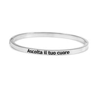 Flowers Bracciale rigido in acciaio frasi canzoni emozionanti diametro 6cm x 5,2 cm. Chiusura magnetica a scomparsa. Idea regalo (Ascolta il tuo Cuore)