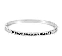 Flowers Bracciale Rigido in Acciaio Frasi Canzoni emozionanti Diametro 6cm x 5,2 cm. Chiusura Magnetica a Scomparsa. Idea Regalo (Grazie per esserci Sempre)