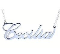 Flowers Collana con Il Tuo Nome in Acciaio lucidissimo, Stile Carrie Bradshaw dal Cult Sex & The City per Essere Sempre al Top. Idea Regalo (Cecilia)