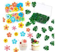 Flowers for Cakes a Forma di Fiore,100 Pezzi Decorazioni per Torte Floreali,Floreale Decorative Torta,Tropicali Foglie di Tartaruga Torte Decorazioni,Adatto per Feste di Compleanno,Feste a Tema