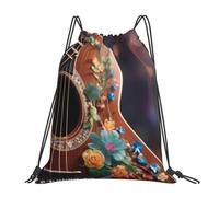 Flowers Guitar Print Borsa con Cordoncino Zaino con Cordone Unisex Stringa Sacca con Cordoncino per Vacanze Uomo Vita Quotidiana 36X42Cm